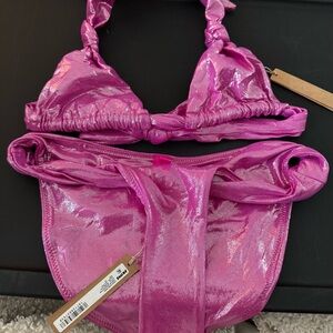 NWT SKIMS Liquids Shine Bikini- XXS top/ XS bottoms